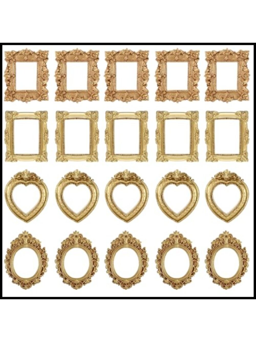 20 Mini Resin Picture Frames Set DIY Craft Dollhouse Decor Vintage Accessories